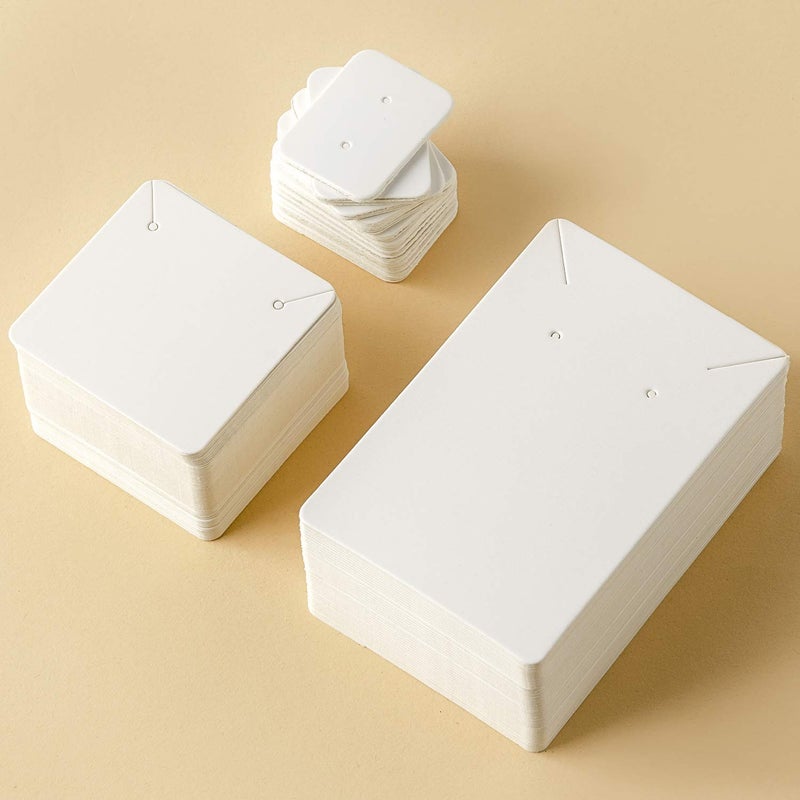 Calculs Jewelry Cards for Necklace and Earrings Display Bracelet Card Holder, Multi-Size Blank Paper Tags for DIY Ear Studs and Necklace | 300 Pcs/Set White - Image 1